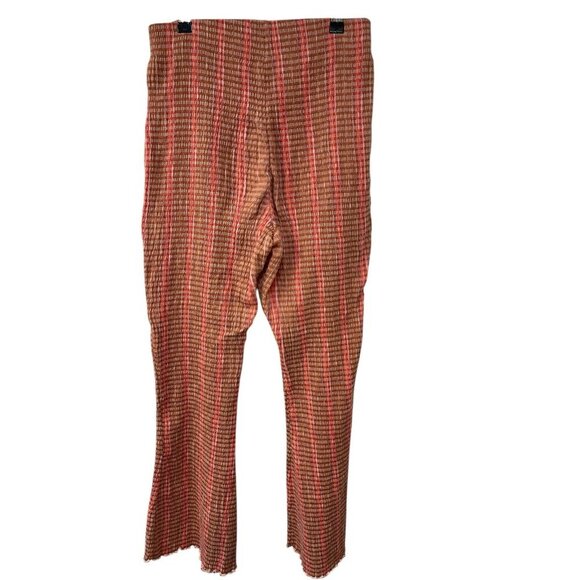 FREE PEOPLE Orange Brown Plaid Retro Pants Wide-leg Size Small - Picture 6 of 10